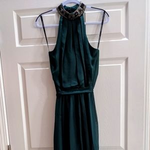 Bisou Bisou Michelle Bohbot dark green beaded halter dress size 8